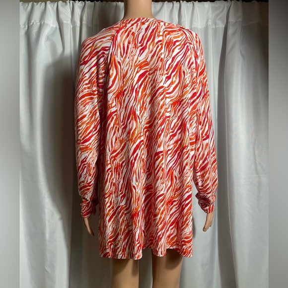 Anne Klein Women’s Animal Print Long Sleeve Blouse Pullover Orange Size XL - Picture 11 of 11